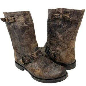 Frye Veronica Short Brown Distressed Leather Slouch Boots - Size 8.5